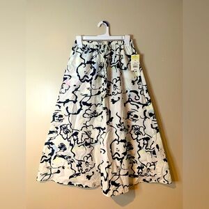 A New Day White and Black Floral Midi Skirt